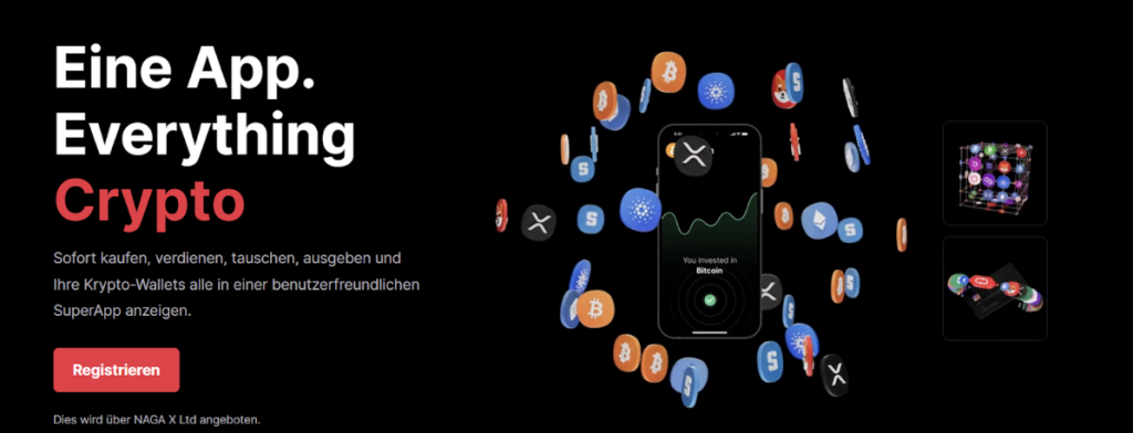 Screenshot NAGA Krypto App – Alles rund um Bitcoin und digitale Währungen.