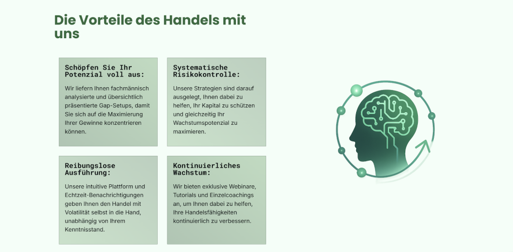 Screenshot der Gap-Investing-Funktionen von Soho International